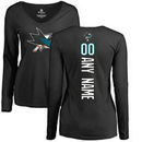 San Jose Sharks Fanatics Branded Women's Personalized Backer Long Sleeve T-Shirt - Black