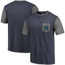 New York Yankees Fanatics Branded Refresh Pocket T-Shirt - Navy/Heathered Gray