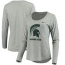 Michigan State Spartans Nike Women's Logo Long Sleeve Tri-Blend T-Shirt - Heathered Gray
