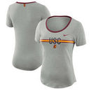 USC Trojans Nike Women's Strike Slub Ringer Performance T-Shirt - Heathered Gray