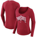 Ohio State Buckeyes Nike Women's Team Slub Long Sleeve Performance T-Shirt - Heathered Scarlet