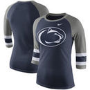 Penn State Nittany Lions Nike Women's Sleeve Stripe Raglan 3/4 Sleeve Tri-Blend T-Shirt - Heathered Navy