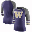 Washington Huskies Nike Women's Sleeve Stripe Raglan 3/4 Sleeve Tri-Blend T-Shirt - Heathered Purple