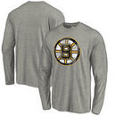 Boston Bruins Fanatics Branded Primary Logo Tri-Blend Long Sleeve T-Shirt - Heathered Gray