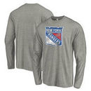 New York Rangers Fanatics Branded Primary Logo Tri-Blend Long Sleeve T-Shirt - Heathered Gray