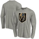 Vegas Golden Knights Fanatics Branded Primary Logo Distressed Tri-Blend Long Sleeve T-Shirt - Heather Gray