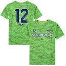 12 Fan Seattle Seahawks Youth Vector Camo Dri-Tek Name & Number T-Shirt - Neon Green