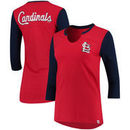 St. Louis Cardinals Majestic Women's Above Average Three-Quarter Sleeve V-Notch T-Shirt - Red/Navy