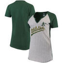 Oakland Athletics Majestic Women's From the Stretch V-Notch T-Shirt - Gray/Green