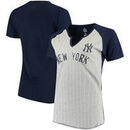 New York Yankees Majestic Women's From the Stretch V-Notch T-Shirt - Gray/Navy