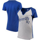 Kansas City Royals Majestic Women's From the Stretch V-Notch T-Shirt - Gray/Royal