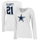 Ezekiel Elliott Dallas Cowboys NFL Pro Line by Fanatics Branded Women's Team Icon Name & Number Long Sleeve T-Shirt - White