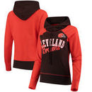 Cleveland Browns Women's French Terry Funnel Neck Pullover Hoodie - Brown/Orange