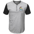 Miami Marlins Majestic Big & Tall Life or Death Pinstripe Henley T-Shirt - Gray/Black