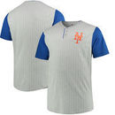 New York Mets Majestic Big & Tall Life or Death Pinstripe Henley T-Shirt - Gray/Royal