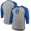 Brooklyn Dodgers Majestic Big & Tall Two to One Margin 3/4-Sleeve Raglan T-Shirt - Gray/Royal