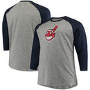 Cleveland Indians Majestic Big & Tall Two to One Margin 3/4-Sleeve Raglan T-Shirt - Gray/Navy