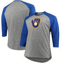 Milwaukee Brewers Majestic Big & Tall Two to One Margin 3/4-Sleeve Raglan T-Shirt - Gray/Royal