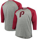 Philadelphia Phillies Majestic Big & Tall Two to One Margin 3/4-Sleeve Raglan T-Shirt - Gray/Maroon
