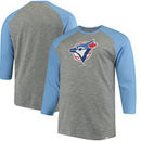 Toronto Blue Jays Majestic Big & Tall Two to One Margin 3/4-Sleeve Raglan T-Shirt - Gray/Light Blue