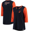 Detroit Tigers Majestic Women's Plus Size Above Average 3/4-Sleeve Raglan T-Shirt - Navy/Orange