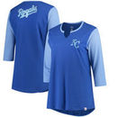 Kansas City Royals Majestic Women's Plus Size Above Average 3/4-Sleeve Raglan T-Shirt - Royal/Light Blue