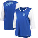 Los Angeles Dodgers Majestic Women's Plus Size Above Average 3/4-Sleeve Raglan T-Shirt - Royal/White