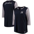 New York Yankees Majestic Women's Plus Size Above Average 3/4-Sleeve Raglan T-Shirt - Navy/Gray