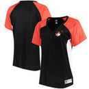 Baltimore Orioles Majestic Women's Plus Size League Diva Henley Performance T-Shirt - Black/Orange
