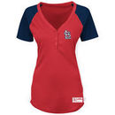 St. Louis Cardinals Majestic Women's Plus Size League Diva Henley Performance T-Shirt - Red/Navy