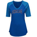 Chicago Cubs Majestic Women's Plus Size Quick Hands Half-Sleeve V-Neck Raglan T-Shirt - Royal