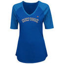 New York Mets Majestic Women's Plus Size Quick Hands Half-Sleeve V-Neck Raglan T-Shirt - Royal