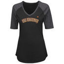 San Francisco Giants Majestic Women's Plus Size Quick Hands Half-Sleeve V-Neck Raglan T-Shirt - Black