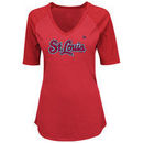 St. Louis Cardinals Majestic Women's Plus Size Quick Hands Half-Sleeve V-Neck Raglan T-Shirt - Red