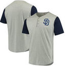 San Diego Padres Majestic Life Or Death Pinstripe Henley T-Shirt - Gray/Navy