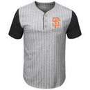 San Francisco Giants Majestic Life Or Death Pinstripe Henley T-Shirt - Gray/Black
