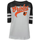 Baltimore Orioles 5th & Ocean by New Era Girls Youth Slub Jersey 3/4-Sleeve T-Shirt - White/Black