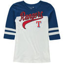 Texas Rangers 5th & Ocean by New Era Girls Youth Slub Jersey 3/4-Sleeve T-Shirt - White/Royal