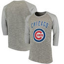 Chicago Cubs Majestic Threads Tri-Yarn French Terry 3/4-Sleeve Raglan T-Shirt - Gray