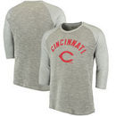 Cincinnati Reds Majestic Threads Tri-Yarn French Terry 3/4-Sleeve Raglan T-Shirt - Gray