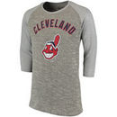 Cleveland Indians Majestic Threads Tri-Yarn French Terry 3/4-Sleeve Raglan T-Shirt - Gray