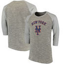 New York Mets Majestic Threads Tri-Yarn French Terry 3/4-Sleeve Raglan T-Shirt - Gray