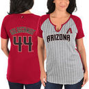 Arizona Diamondbacks Majestic Women's From the Stretch Pinstripe Name & Number T-Shirt - Gray/Crimson