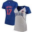 Chicago Cubs Majestic Women's From the Stretch Pinstripe Name & Number T-Shirt - Gray/Royal