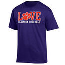Clemson Tigers Champion Love Football T-Shirt - Purple