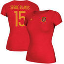 Sergio Ramos Spain National Team adidas Women's Federation Jersey Hook Payer Name & Number T-Shirt - Heathered Red