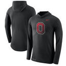 Ohio State Buckeyes Nike Tri-Blend Performance Hooded Long Sleeve T-Shirt - Black
