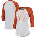 Texas Longhorns Women's Hook 'em Horns Tri-Blend Raglan 3/4-Sleeve T-Shirt - White/Texas Orange
