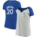Josh Donaldson Toronto Blue Jays Majestic Women's Plus Size Pinstripe Player T-Shirt - Gray/Royal