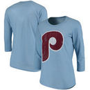 Philadelphia Phillies Majestic Threads Women's Cooperstown Collection Raglan Three-Quarter Sleeve T-Shirt - Light Blue